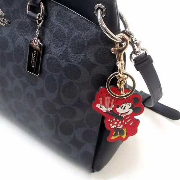 Coach X Disney Leather Minnie Mouse Bag Charm Gold Red CN008 Limited Edition NWT - Picture 6 of 6